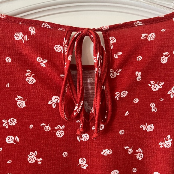 Lauren Conrad Dark Orange Floral Women's Blouse with Statement Sleeves Size L - Picture 3 of 15